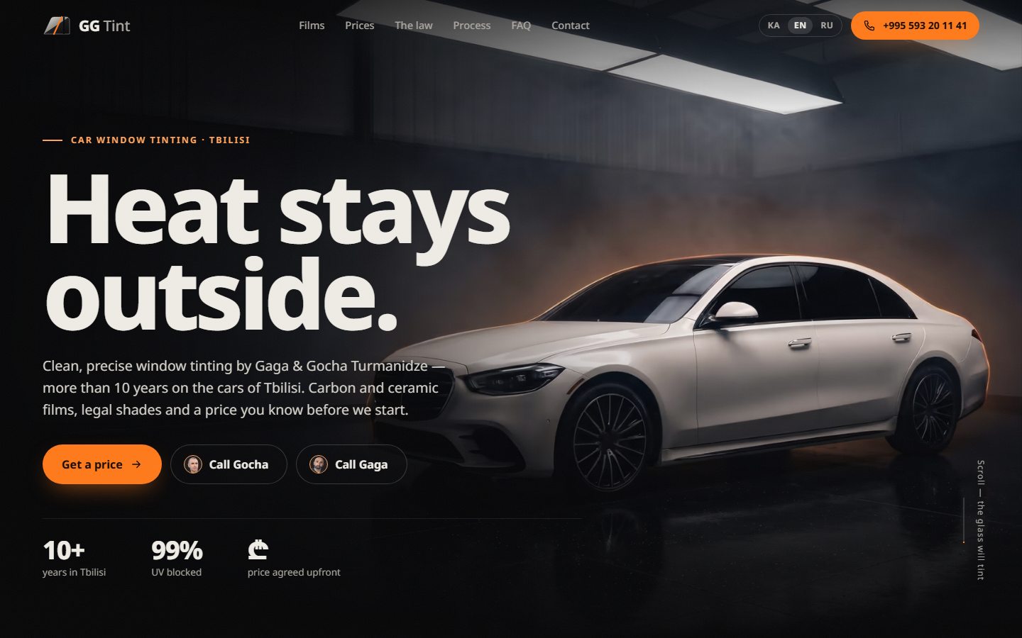 Screenshot of the GG Tint website