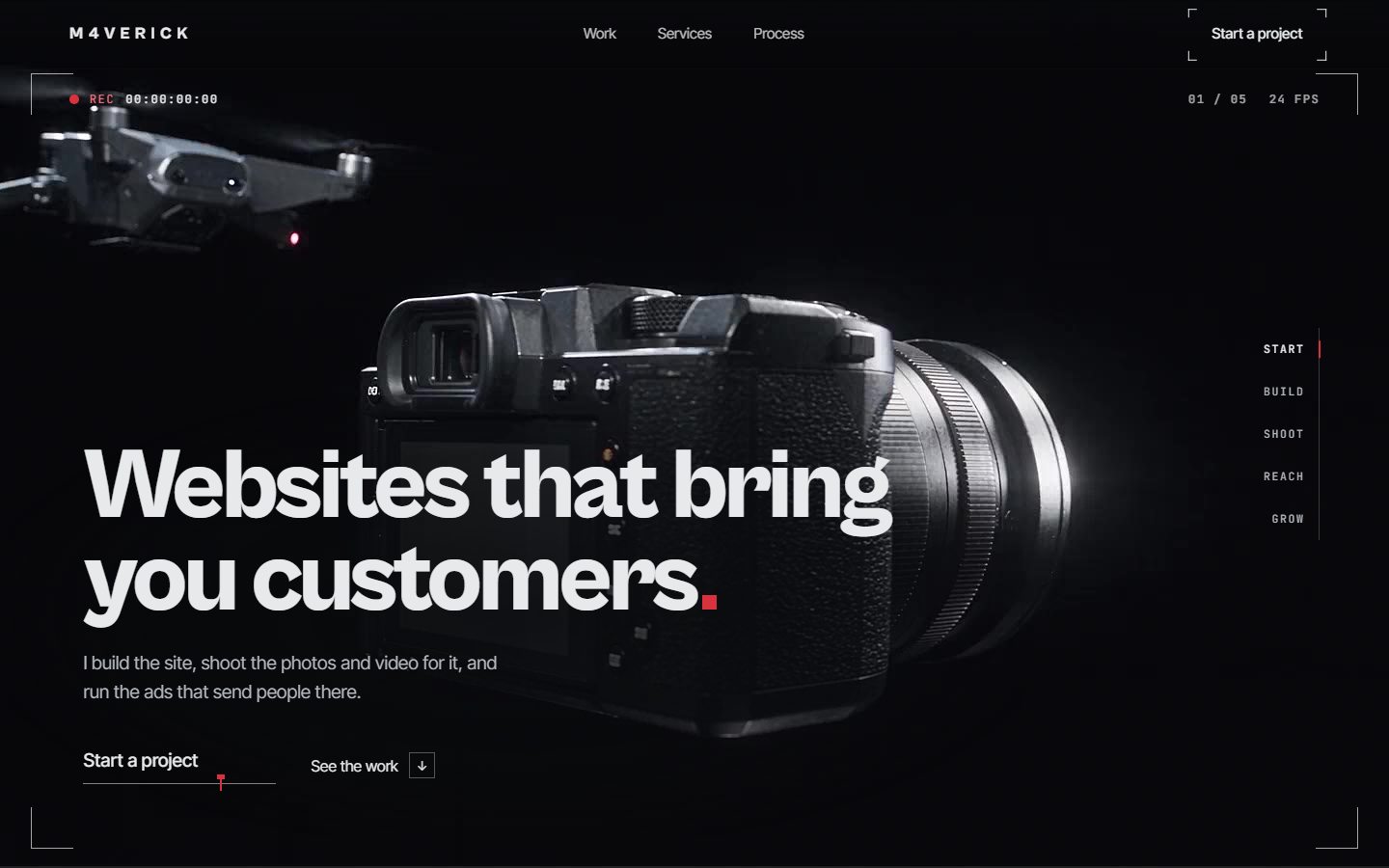 Screenshot of the M4verick website